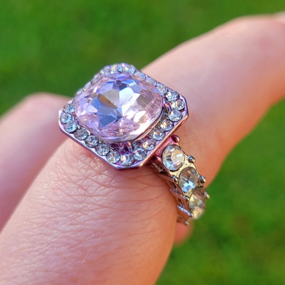 Jewelry - Bubblegum Pink Gemstone Diamond Gem Silver Ring Size 8